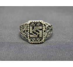 Waffen SS Silber Emaille Siegelring für den kleinen Finger.