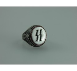 Waffen SS Death Head Runes Silver Ring